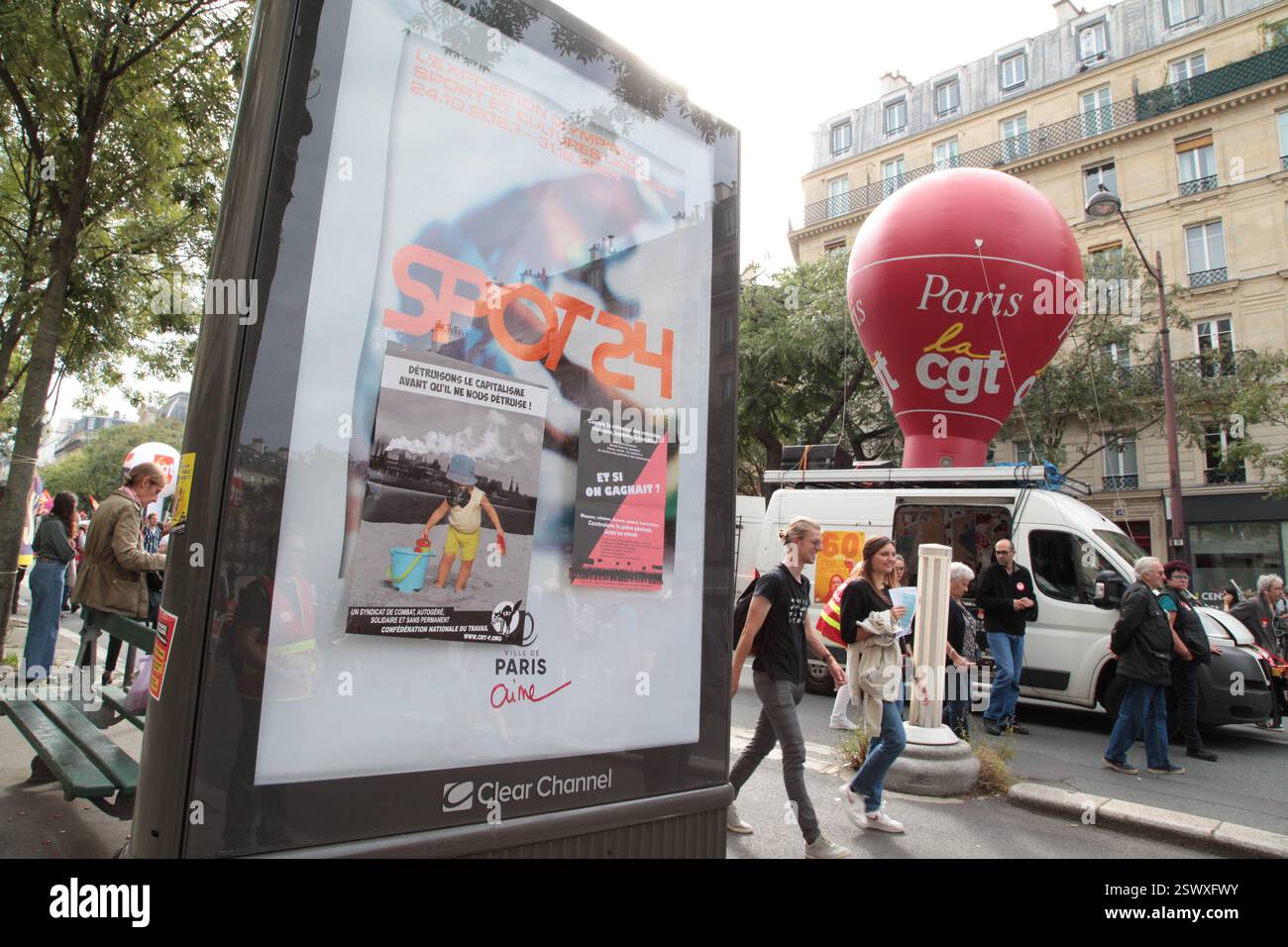 France Paris : CGT manifestation intersyndicale contre l'austérité 13 octobre 2023 Banque D'Images
