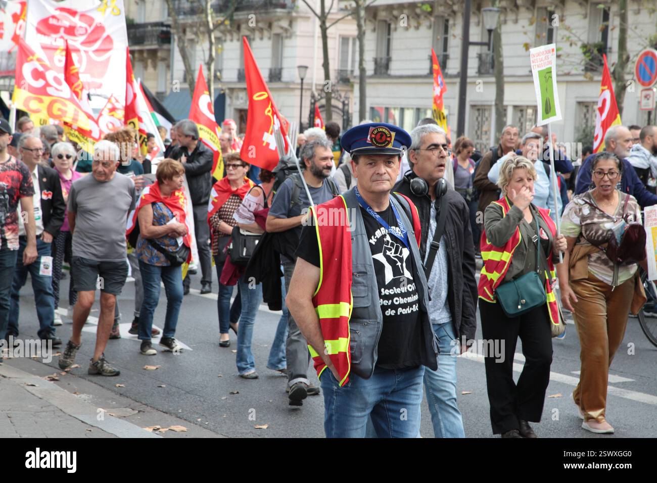 France Paris : CGT manifestation intersyndicale contre l'austérité 13 octobre 2023 Banque D'Images