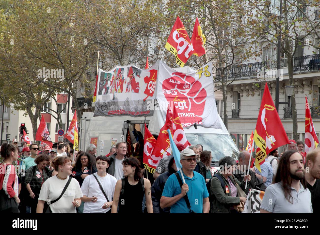 France Paris : CGT manifestation intersyndicale contre l'austérité 13 octobre 2023 Banque D'Images