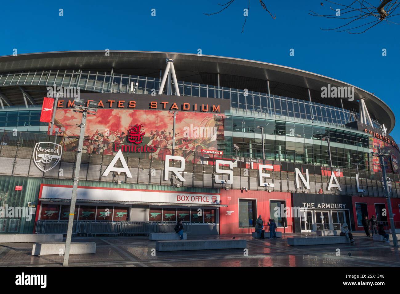 L'entrée de la billetterie (Celebration Corner) sur l'Emirates Stadium, stade du club de football Arsenal, Holloway, Londres, Royaume-Uni. Banque D'Images