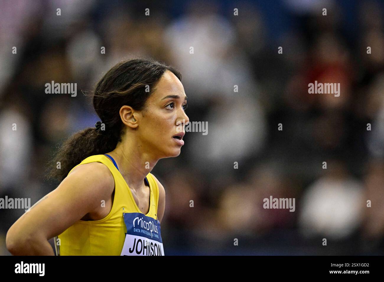 Utilita Arena, Birmingham, Royaume-Uni. 22 février 2025. Championnats britanniques d'athlétisme en salle 2025 jour 1 ; Katarina JOHNSON-THOMPSON de Liverpool Harriers AC Credit : action plus Sports/Alamy Live News Banque D'Images