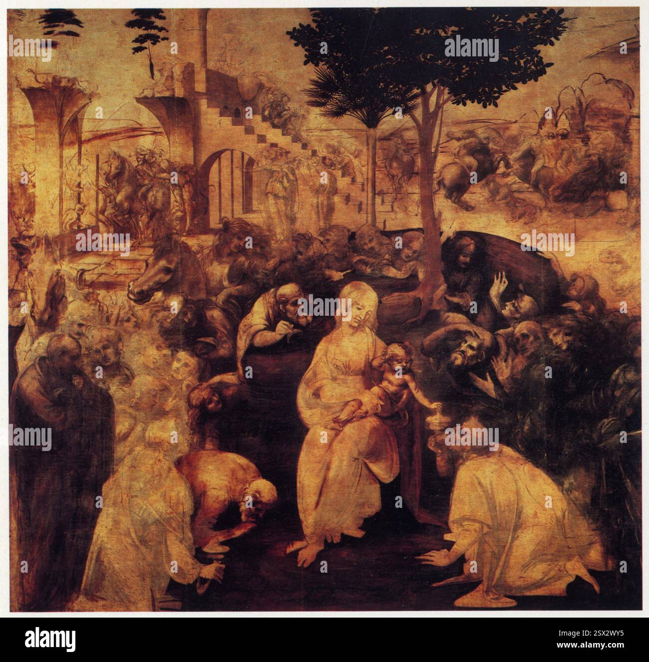 LÉONARD DE VINCI. L'Adoration des Mages. Pour les moines de San Donato à Scopeto Banque D'Images