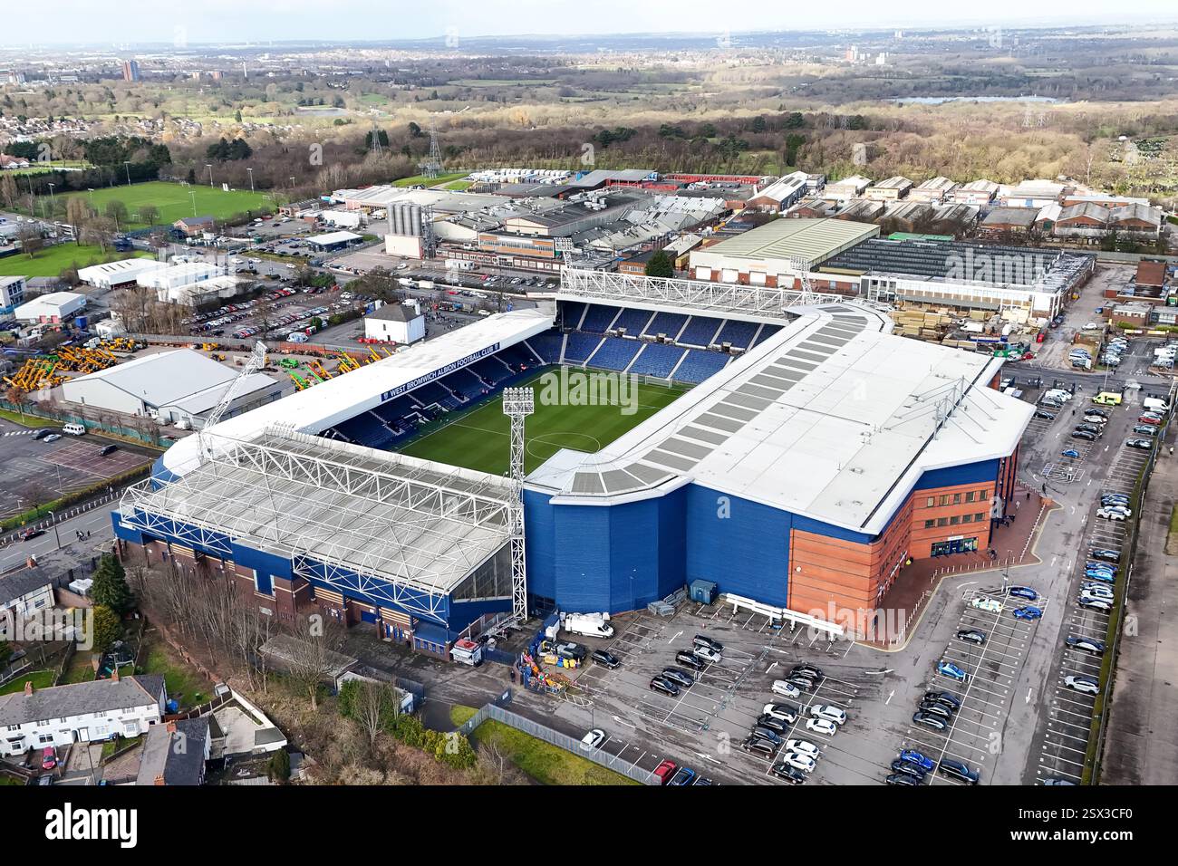 Vue aérienne des Hawthorns, Birmingham avant le match de championnat EFL entre West Bromwich Albion et Oxford United Banque D'Images