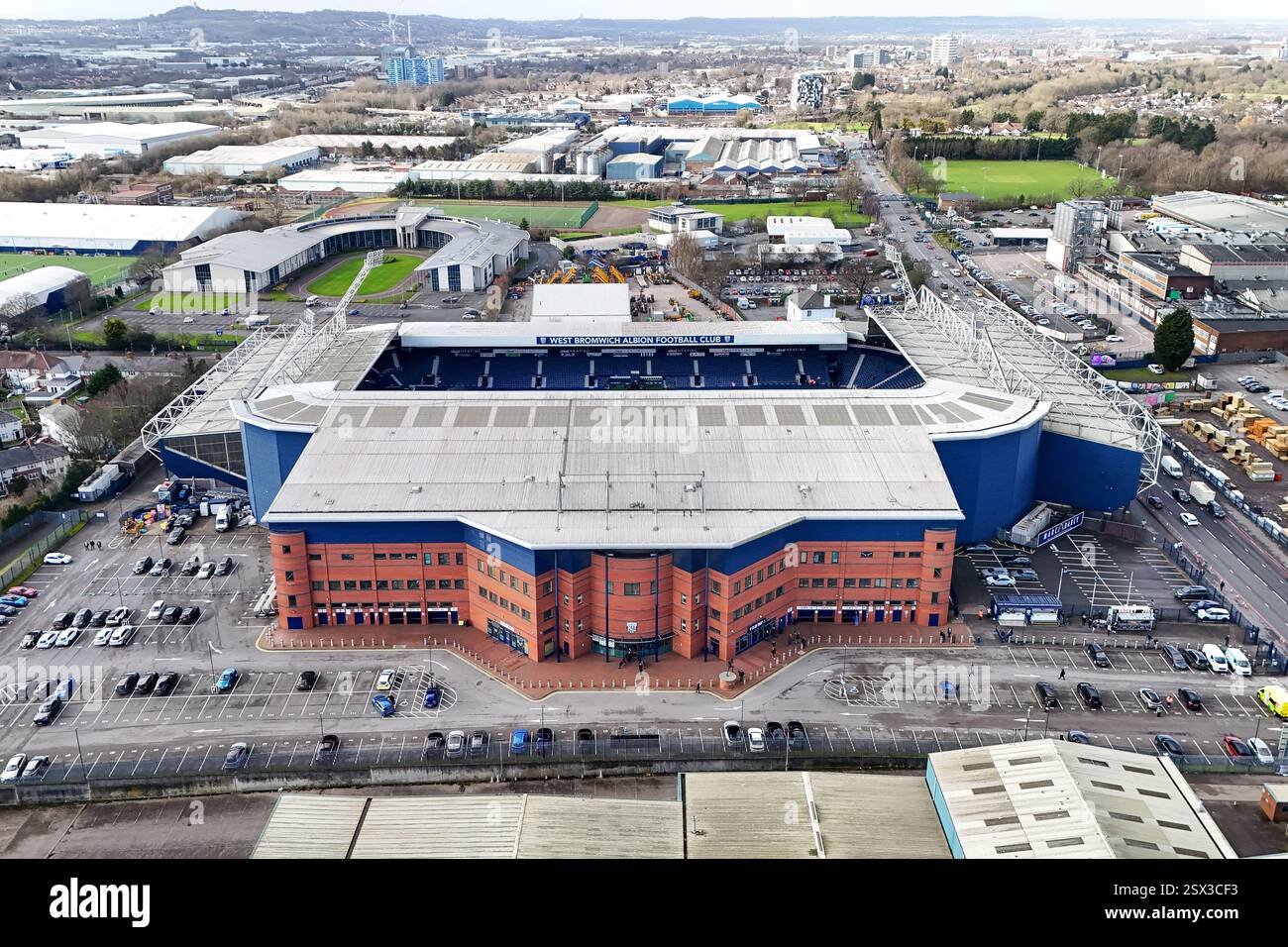 Vue aérienne des Hawthorns, Birmingham avant le match de championnat EFL entre West Bromwich Albion et Oxford United Banque D'Images