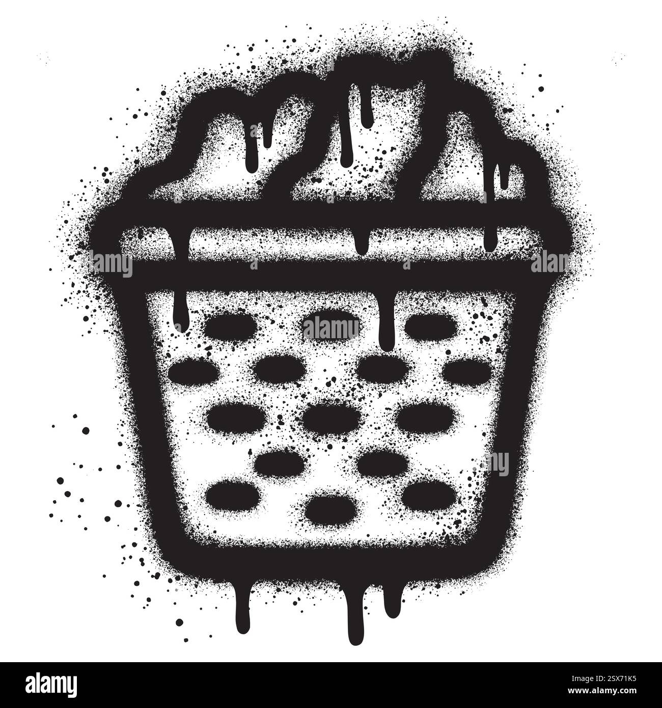 panier à linge graffiti avec peinture noire en aérosol. illustration vectorielle. Illustration de Vecteur