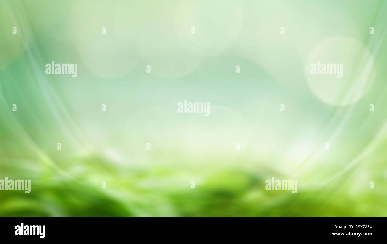 Arrière-plan d'été bleu et vert, mouilage flou et ciel avec bokeh lumineux. Arrière-plan d'été abstrait flou. Feuilles vertes naturelles utilisant comme couverture Banque D'Images