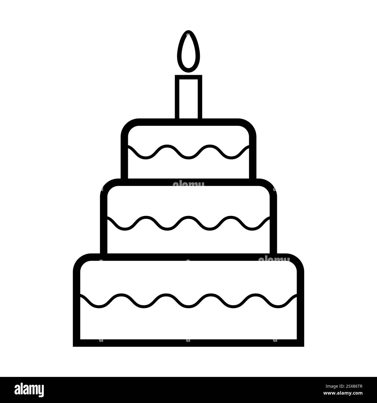 Icône de gâteau sucré, symbole de dessert de boulangerie, illustration vectorielle graphique du joyeux anniversaire . Illustration de Vecteur