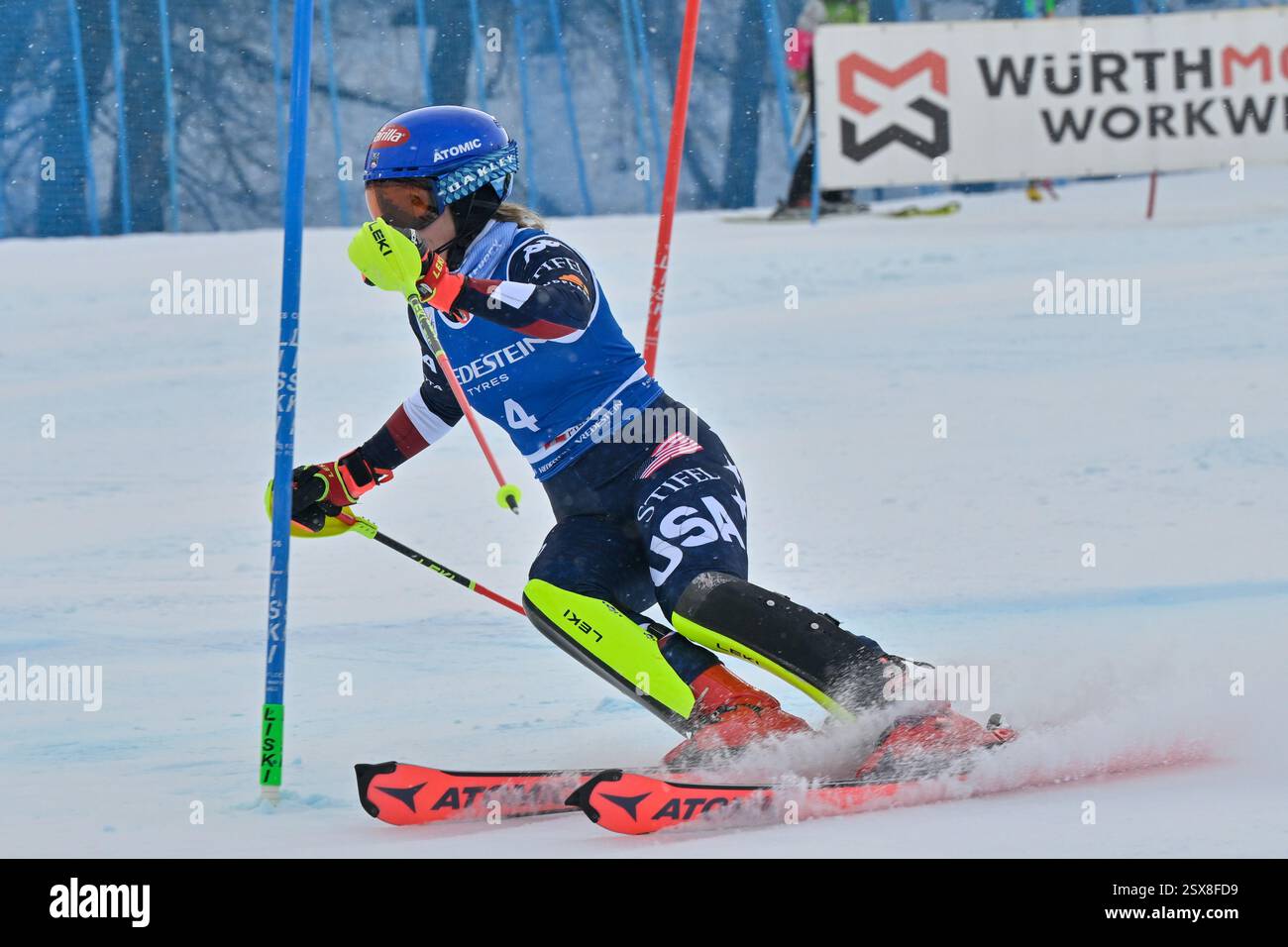 Sestriere, Italie. 23 février 2025. Mikaela SHIFFRIN (USA) pendant la Coupe du monde AUDI FIS ski - Slalom - femmes, course de ski alpin à Sestrière, Italie, 23 février 2025 crédit : Agence photo indépendante/Alamy Live News Banque D'Images