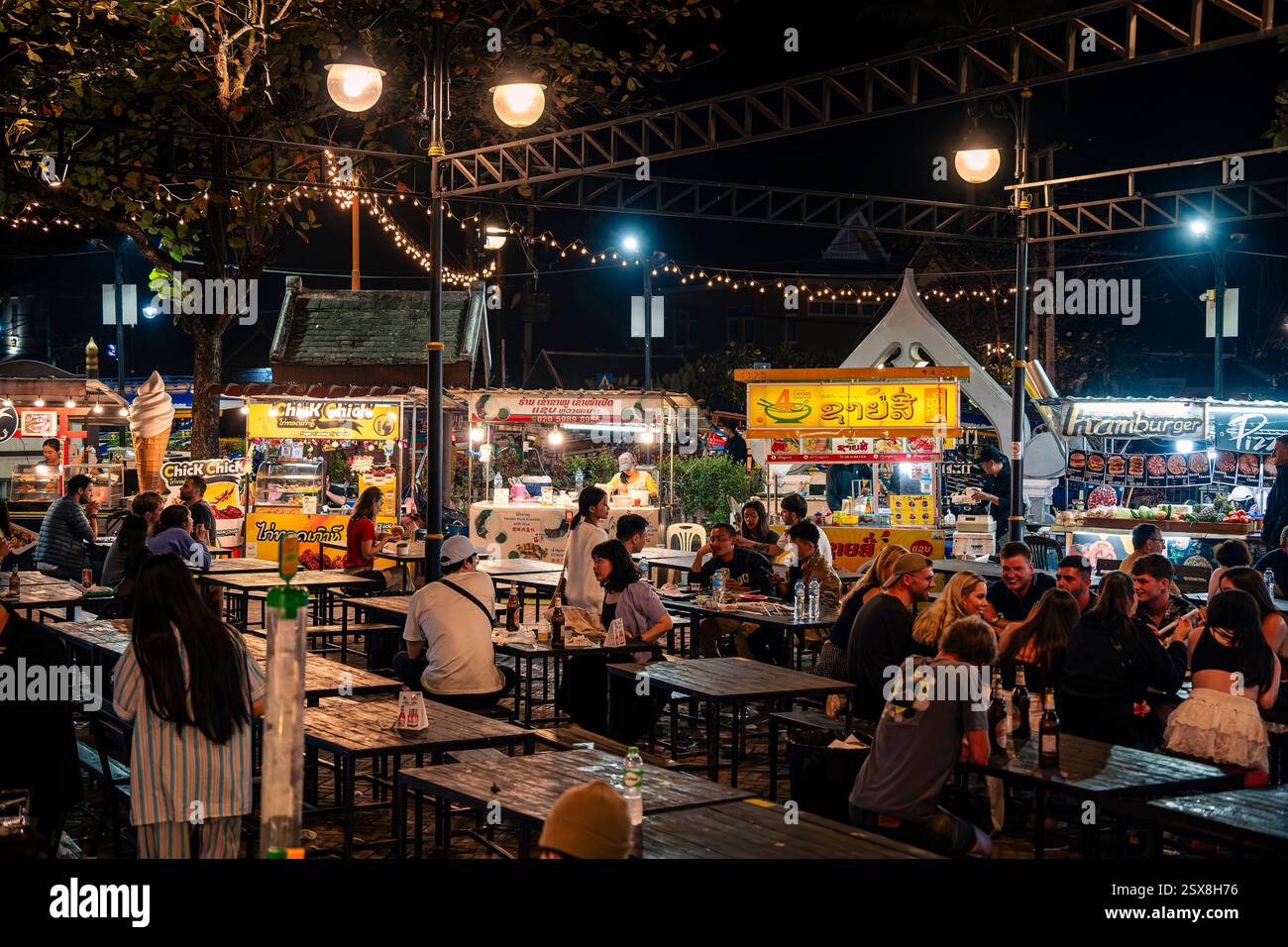 Marché nocturne de Luang prabang, Laos Banque D'Images