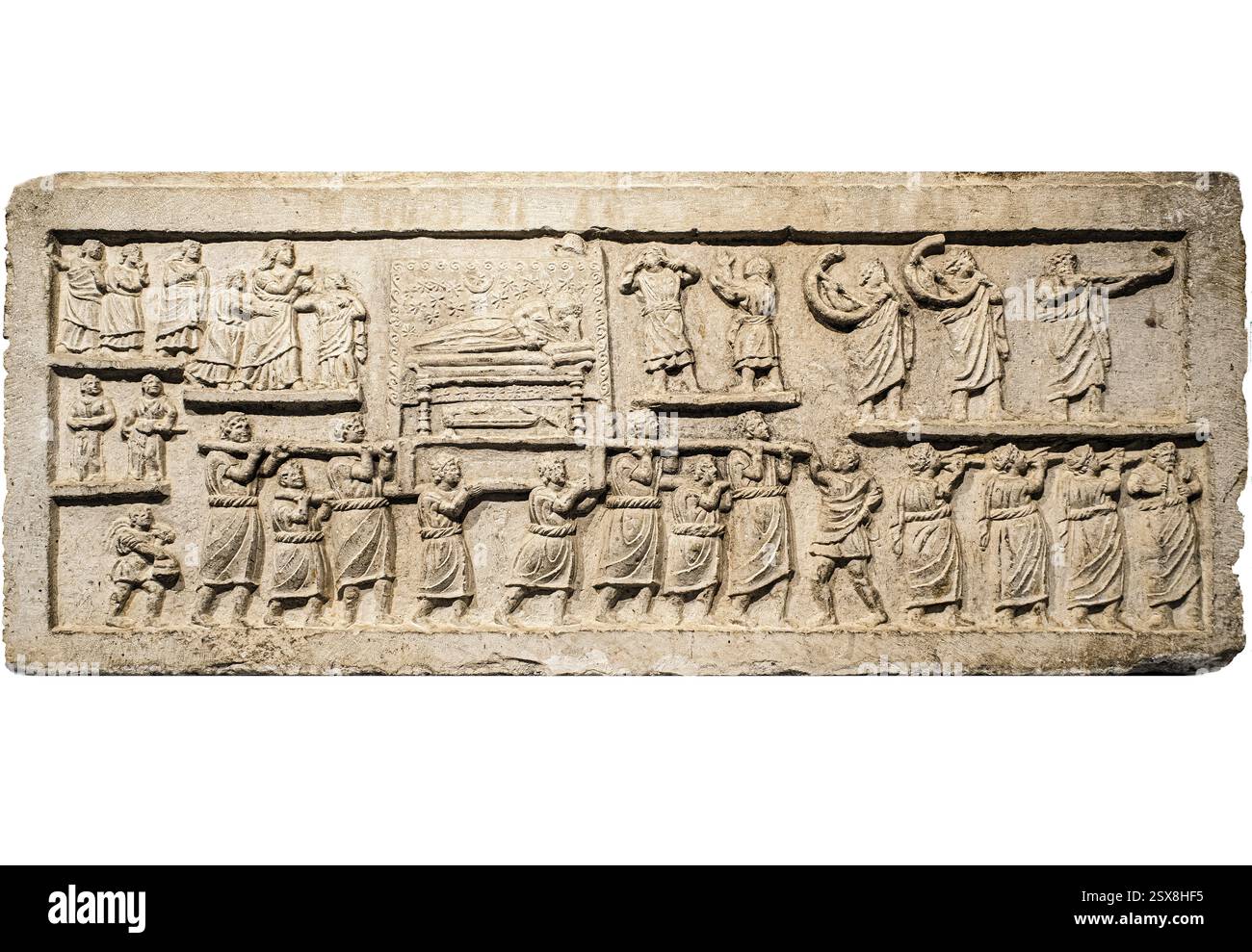 Italie Abruzzes L'Aquila Musée national des Abruzzes, relief romain avec cortège funéraire d'Amiternum période Augustan (fin du 1er c. avant notre ère - début du 1er c. ce) Banque D'Images