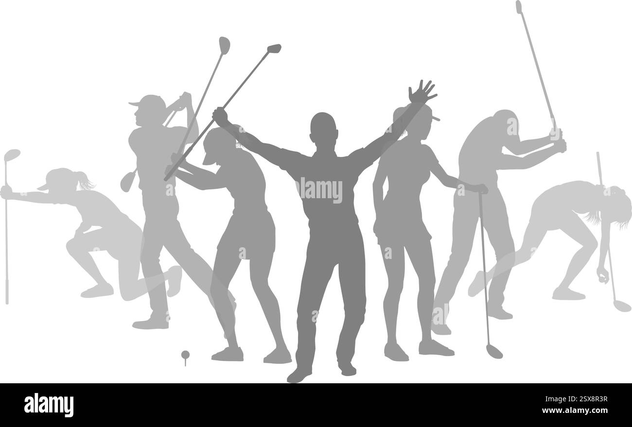 Golfeurs Golf Silhouette Golf personnes silhouettes Illustration de Vecteur