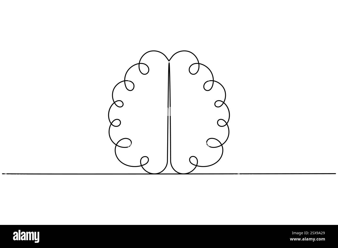 Dessin continu d'une ligne de cerveau humain et style minimaliste isolent l'illustration vectorielle de contour Illustration de Vecteur