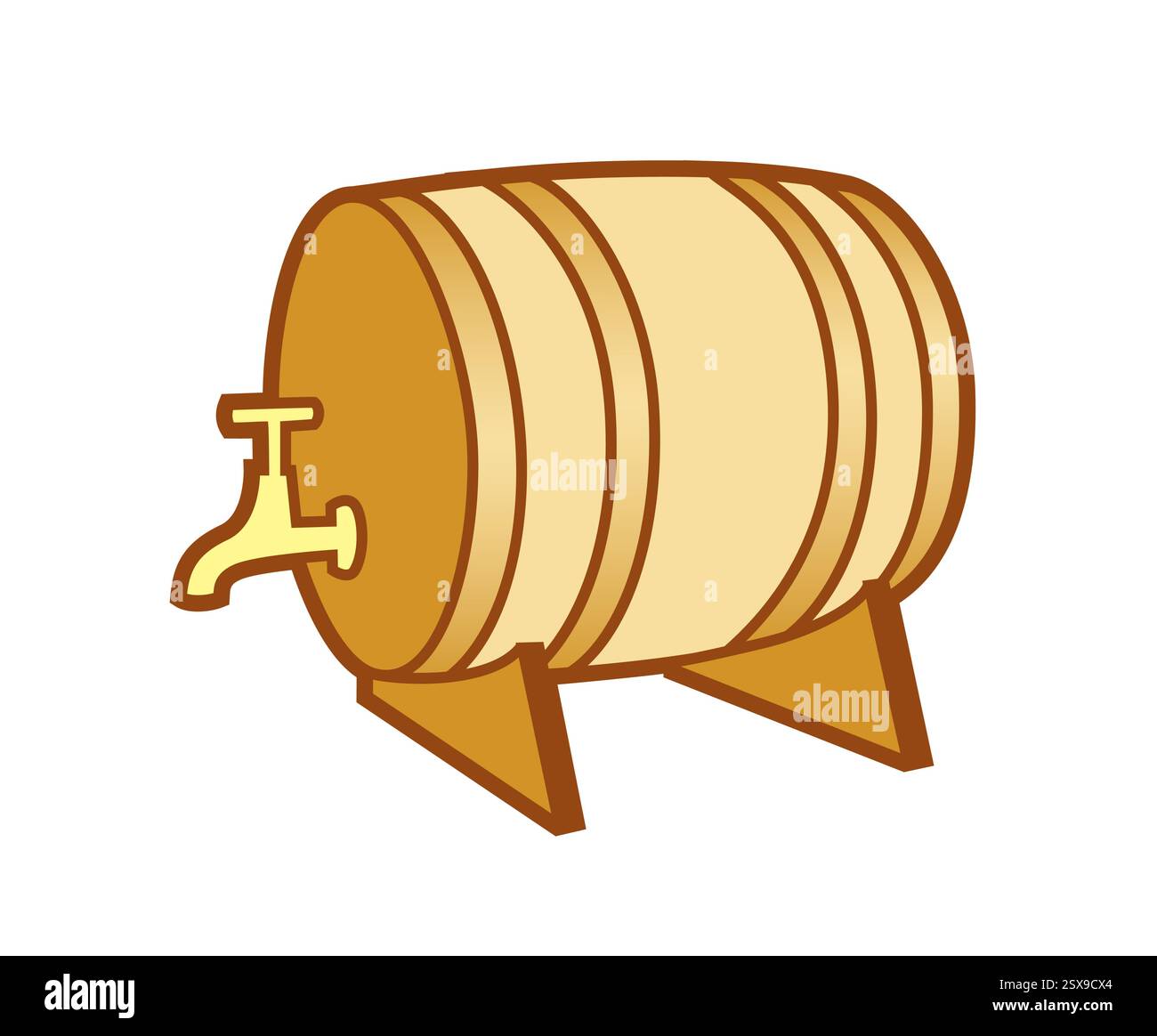 Baril de bière en bois avec robinet, illustration vectorielle de dessin animé Illustration de Vecteur