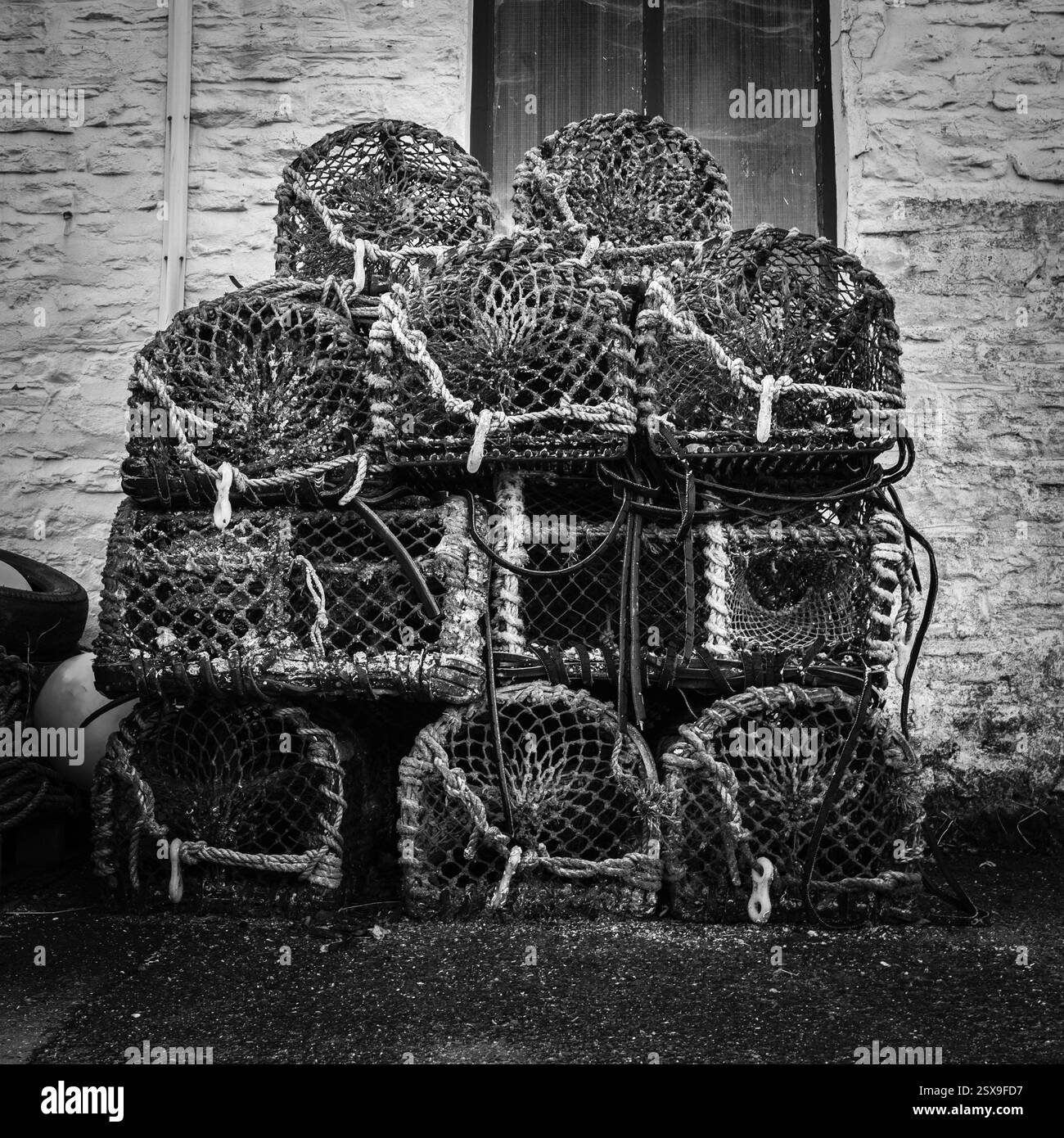 Des casiers à homard empilés Banque D'Images