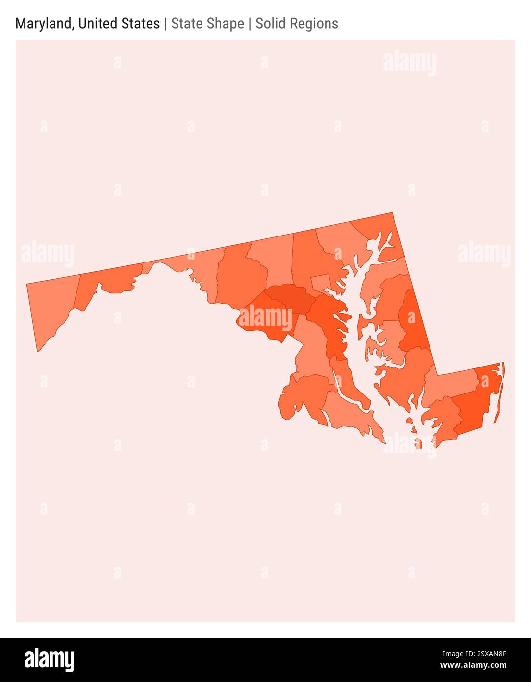 Maryland, États-Unis. Carte vectorielle simple. Forme d'état. Style régions solides. Frontière du Maryland. Illustration vectorielle. Illustration de Vecteur