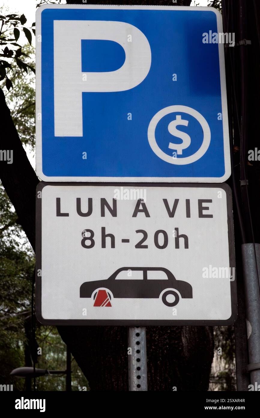 Panneau routier du parcmètre Mexico ; Mexique Banque D'Images