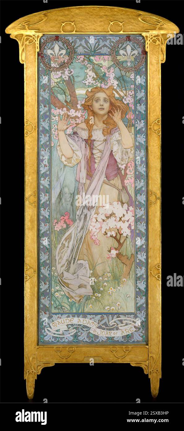 Affiche de l'actrice Maude Adams dans le rôle de Jeanne d'Arc (1909) par Alphonse Mucha Banque D'Images