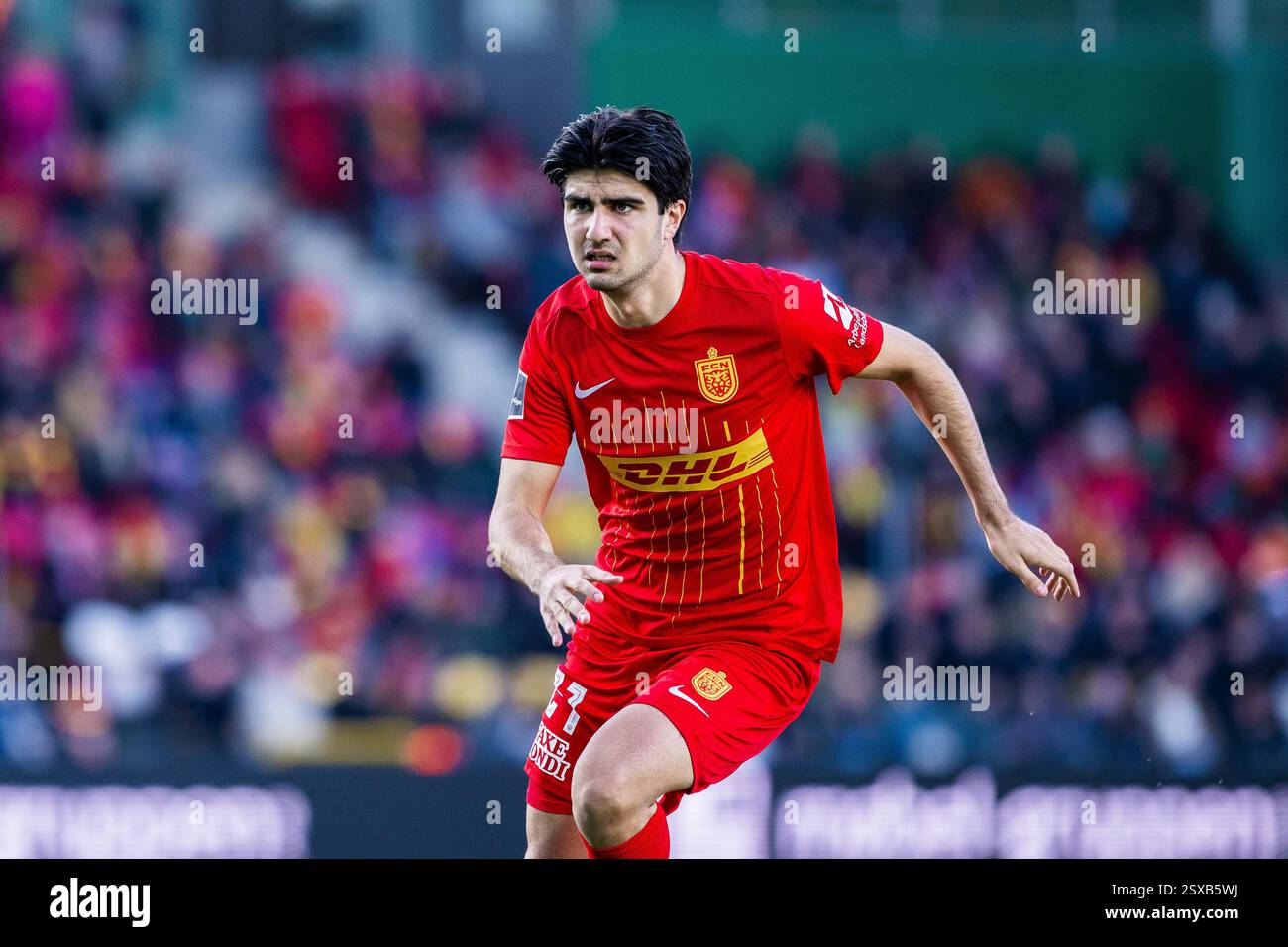Farum, Danemark. 23 février 2025. Zidan Sertdemir (21 ans) du FC Nordsjaelland vu lors du match de 3F Superliga entre le FC Nordsjaelland et Soenderjyske à droite de Dream Park à Farum. Crédit : Gonzales photo/Alamy Live News Banque D'Images