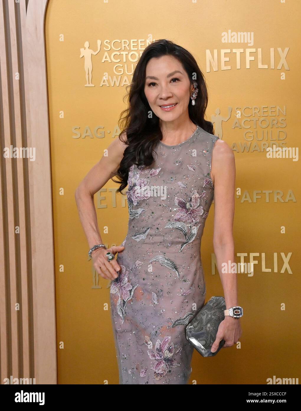 Los Angeles, États-Unis. 23 février 2025. Michelle Yeoh assiste à la 31e édition annuelle des SAG Awards qui se tient au Shrine Auditorium de Los Angeles le dimanche 23 février 2025. Photo de Jim Ruymen/UPI crédit : UPI/Alamy Live News Banque D'Images