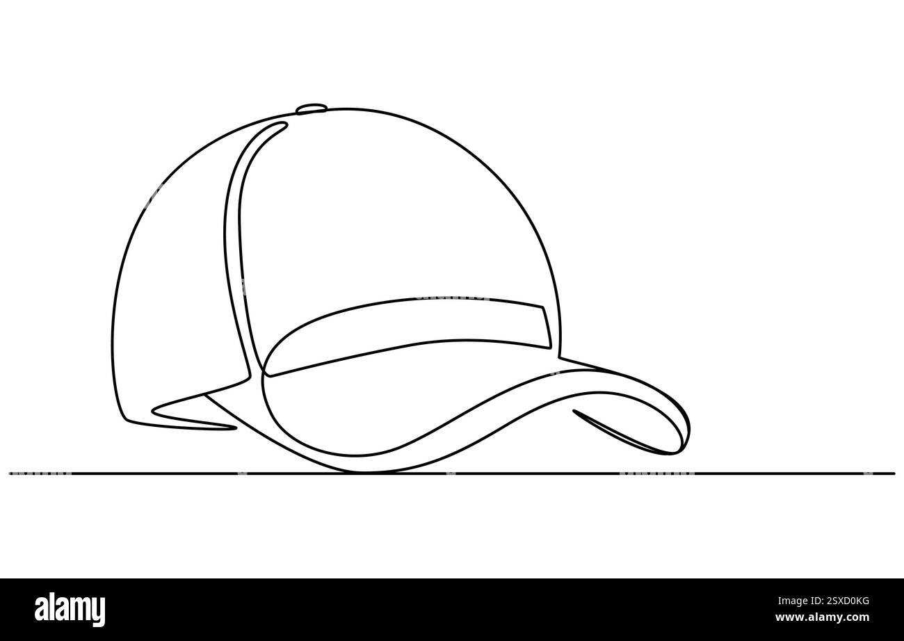 Chapeau chapeau continue illustration vectorielle de dessin d'une ligne, chapeau de chapeau d'aventure de randonnée, voyage, voyage, dessin de ligne continu de casquette de baseball Illustration de Vecteur