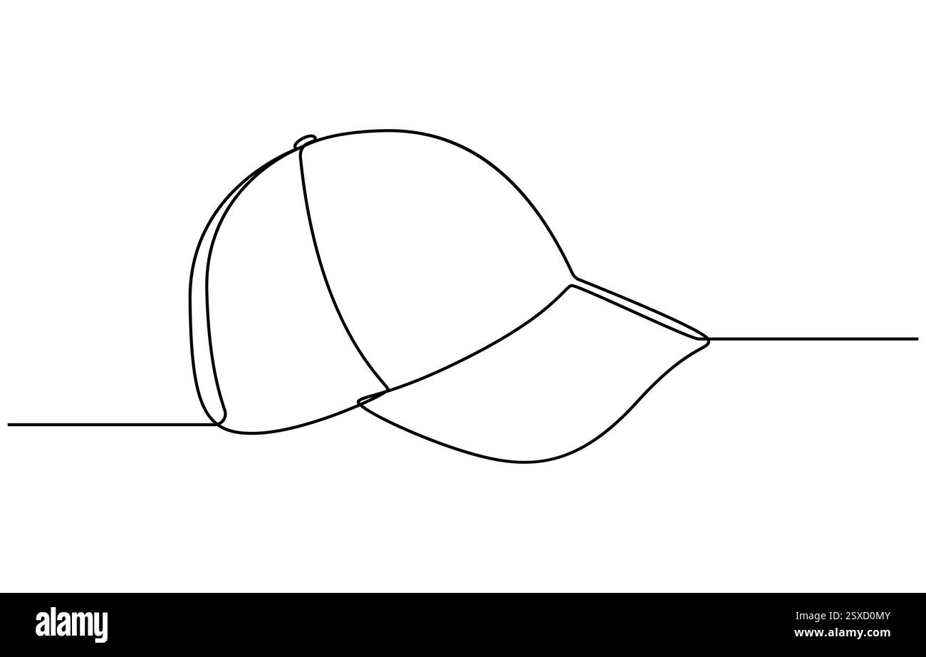 Chapeau chapeau continue illustration vectorielle de dessin d'une ligne, chapeau de chapeau d'aventure de randonnée, voyage, voyage, dessin de ligne continu de casquette de baseball Illustration de Vecteur