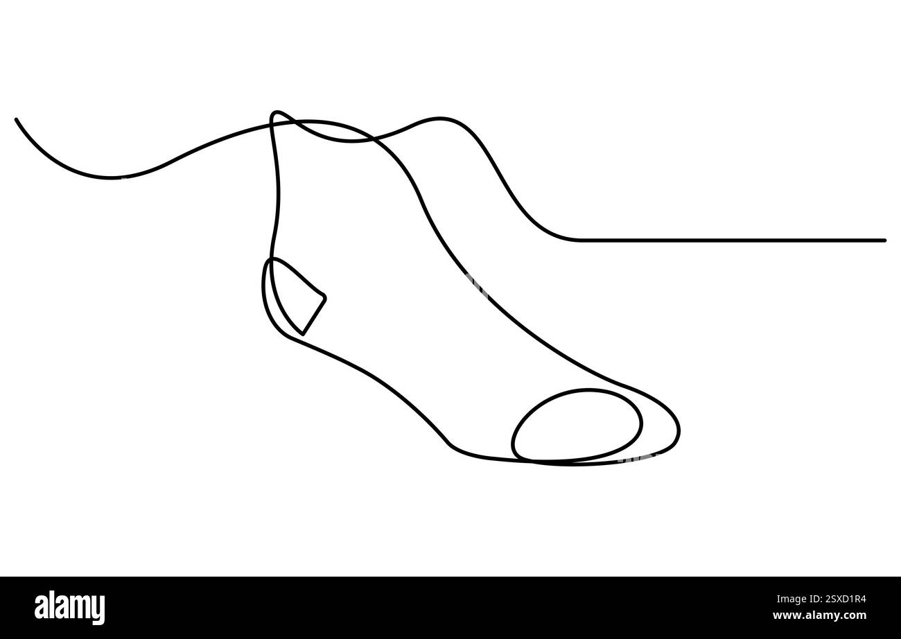 Icône de chaussettes dans le style de dessin de ligne continue. Dessin au trait de l'icône chaussettes. Illustration de Vecteur