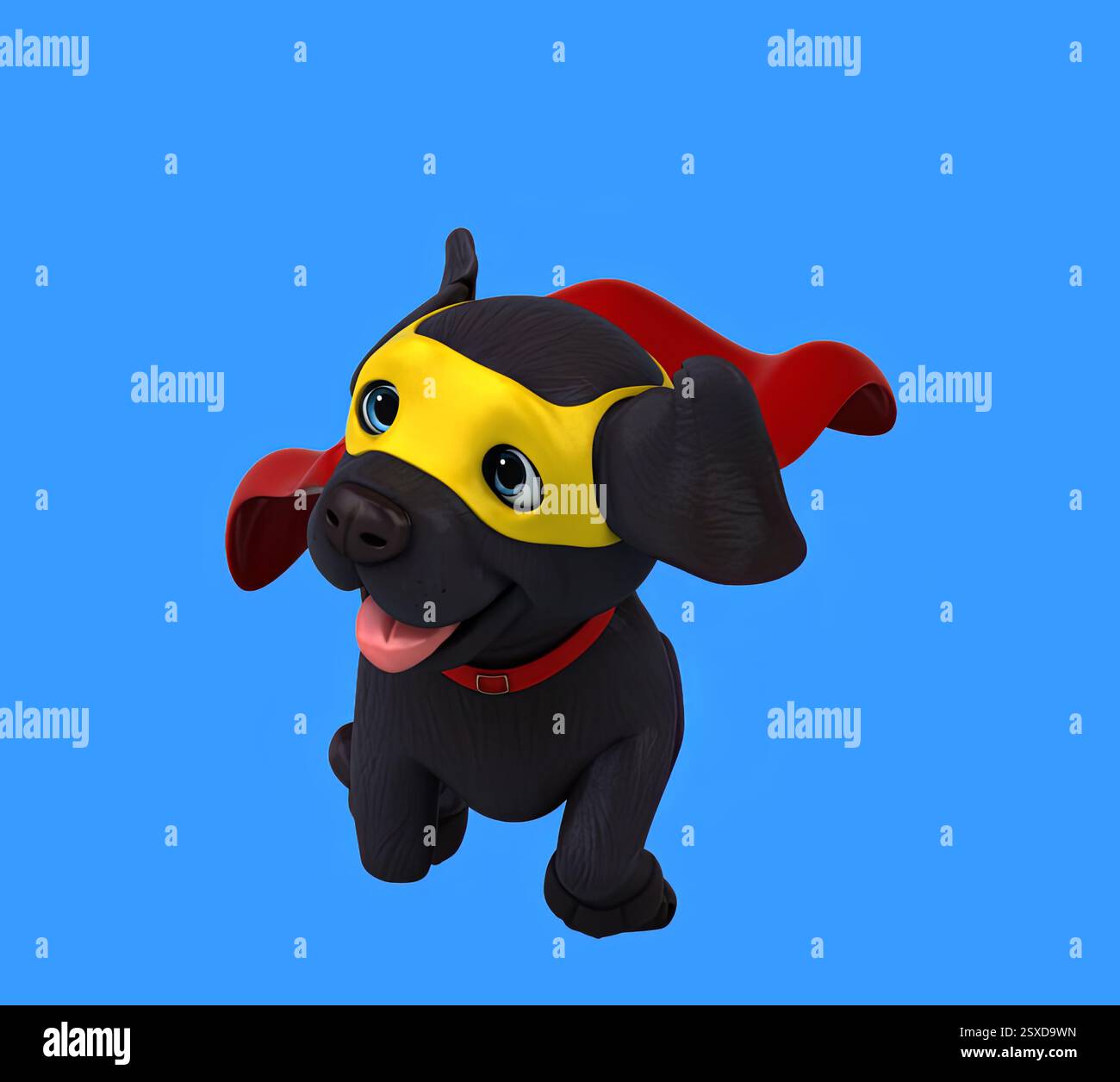 Amusant dessin animé 3D noir Labrador retriever Banque D'Images