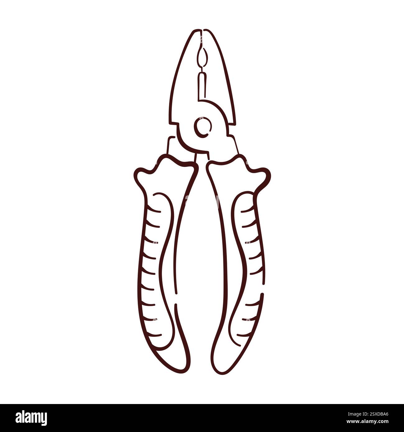 Style minimaliste d'art de ligne de pinces avec poignées ergonomiques. Outil monochrome simple pour la réparation, l'artisanat ou les thèmes industriels. Parfait pour technique Illustration de Vecteur