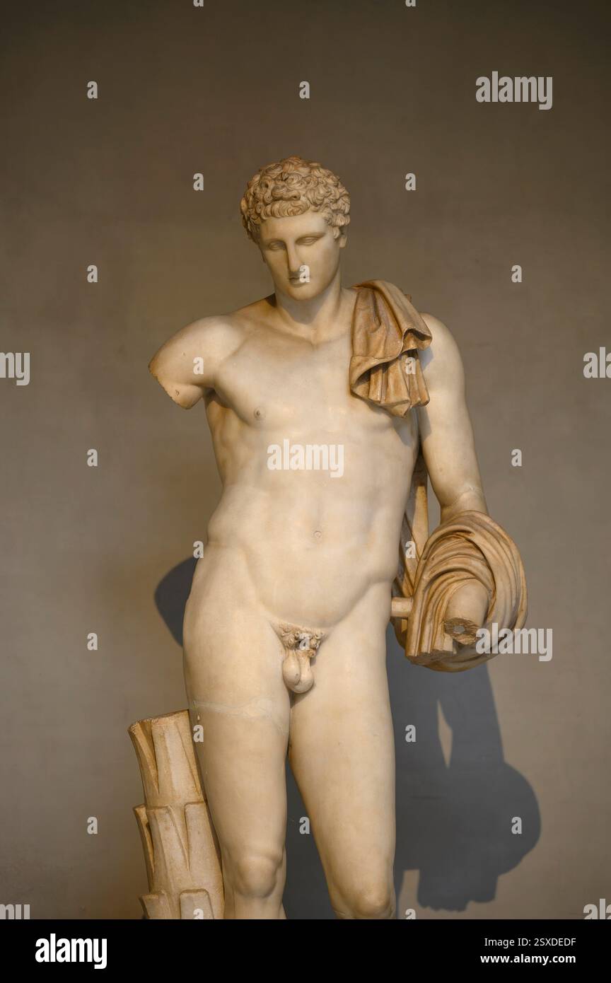Rome. Italie. Le Belvédère Hermès, 2e C AD (ère Hadrianique) copie romaine dérivée d'un original grec de l'école de Praxiteles, 4e C BC. Museo Pio Banque D'Images