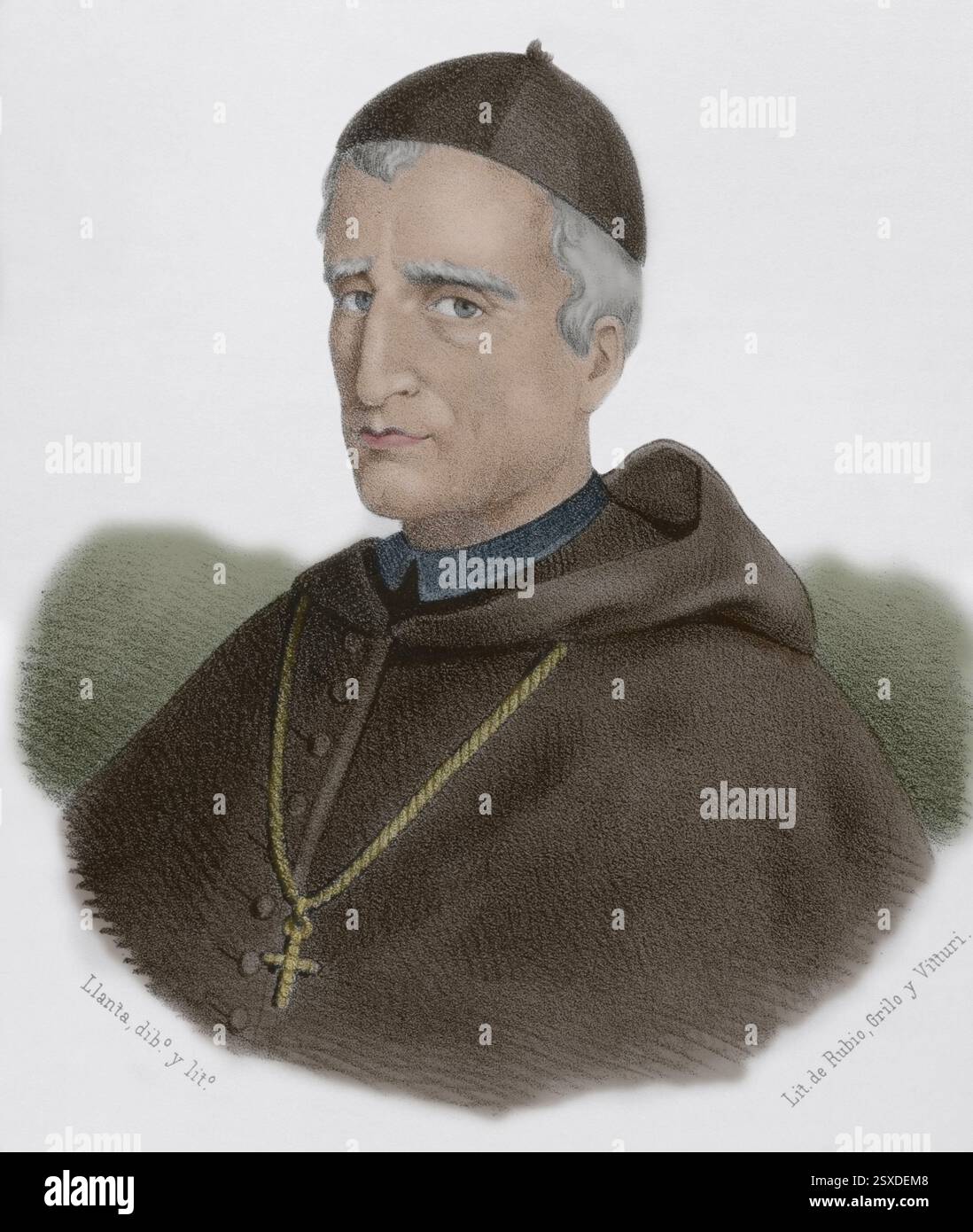 Joaquín de Eleta (Joaquín de Eleta y la Piedra) (1707-1788). Prêtre franciscain et évêque espagnol. Portrait. Dessin de Llanta. Lithographie. Coloration ultérieure. «Cronica General de España, Historia Ilustrada y Descriptiva de sus Provincias. Andalucia', 1869. Banque D'Images