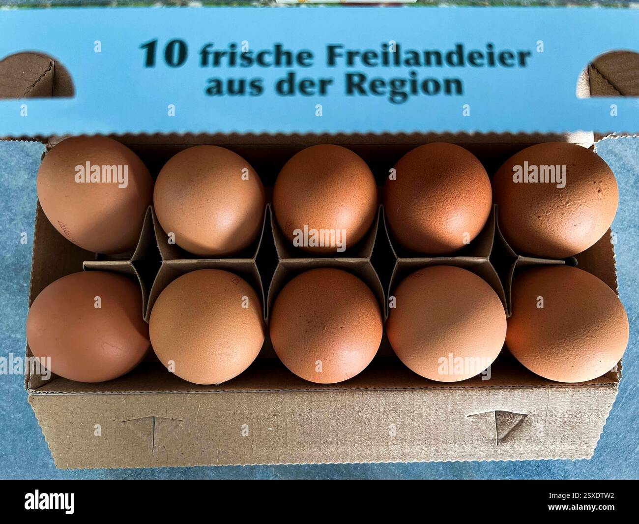 Hierzulande werden Eier knapp, weil die Nachfrage derzeit BEI Weitem das Angebot übersteigt. Grund fuer die angespannte Marktlage ist die Vogelgrippe-Archivbild 2024 - Korb mit Freiland Huehner Eiern Ei Braun im Hofladen Struve in Tapendorf Schleswig Holstein Schleswig Holstein Deutschland *** les œufs sont en pénurie en Allemagne parce que la demande est actuellement largement supérieure à l'offre la situation de marché tendue est la grippe aviaire Archive image 2024 panier d'œufs Egg Brun magasin d'œufs en libre dans la ferme de poulets de Strugg Holleswif Schleswif Holleswif Schlesstein Holleswif Allemagne Banque D'Images