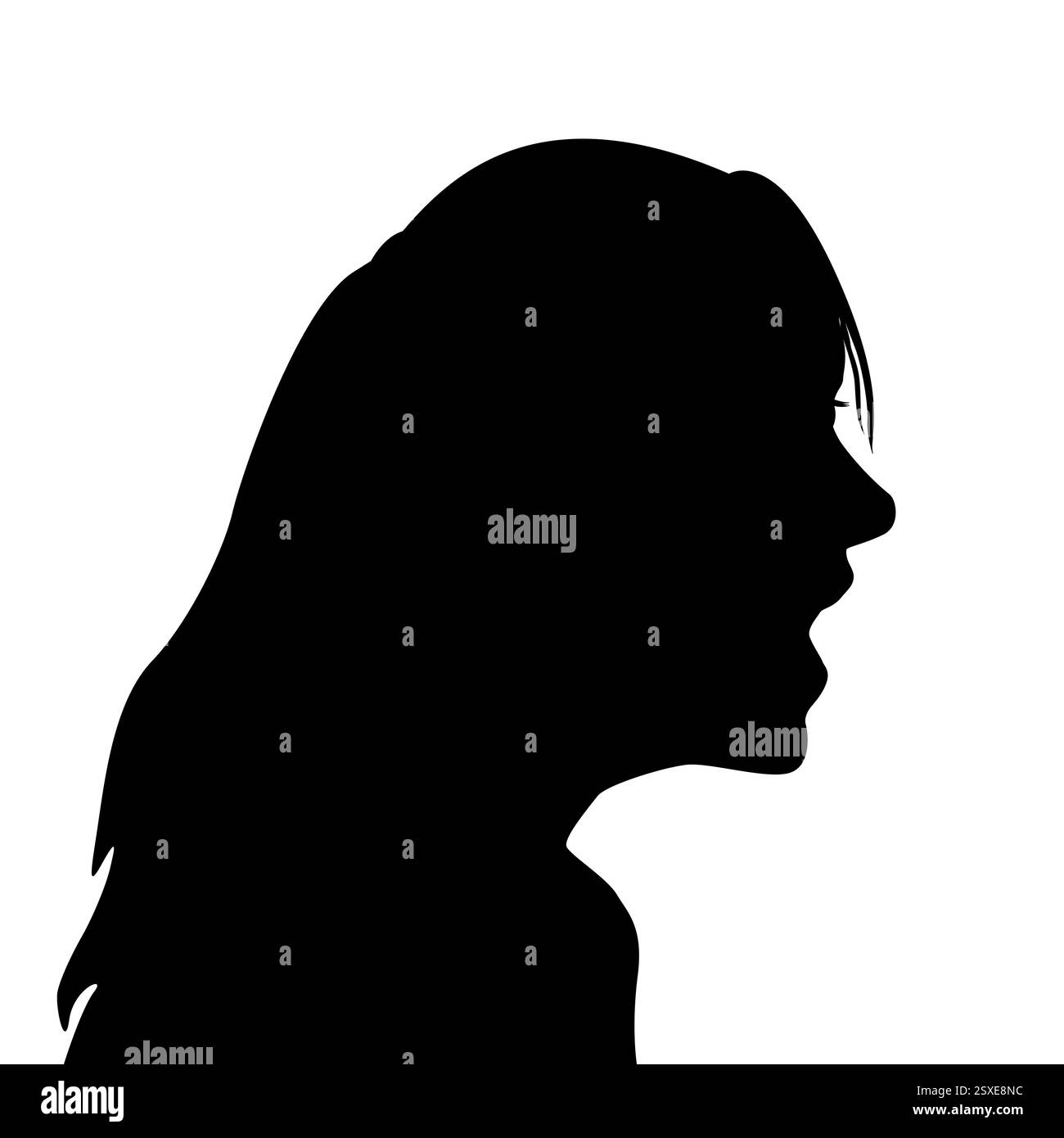 Silhouette de femme dans le profil criant Illustration de Vecteur