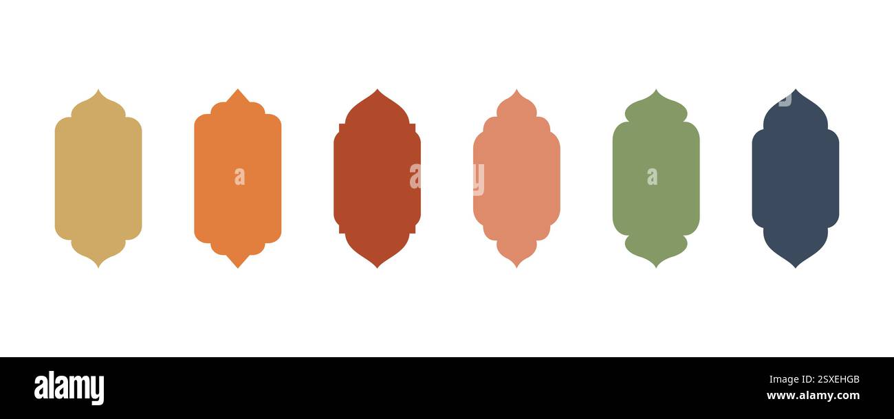 Ensemble de cadre de forme de fenêtre islamique dans le style plat, cadre arabe ensemble de style oriental eid islamique et conception de ramadan. illustration vectorielle Illustration de Vecteur