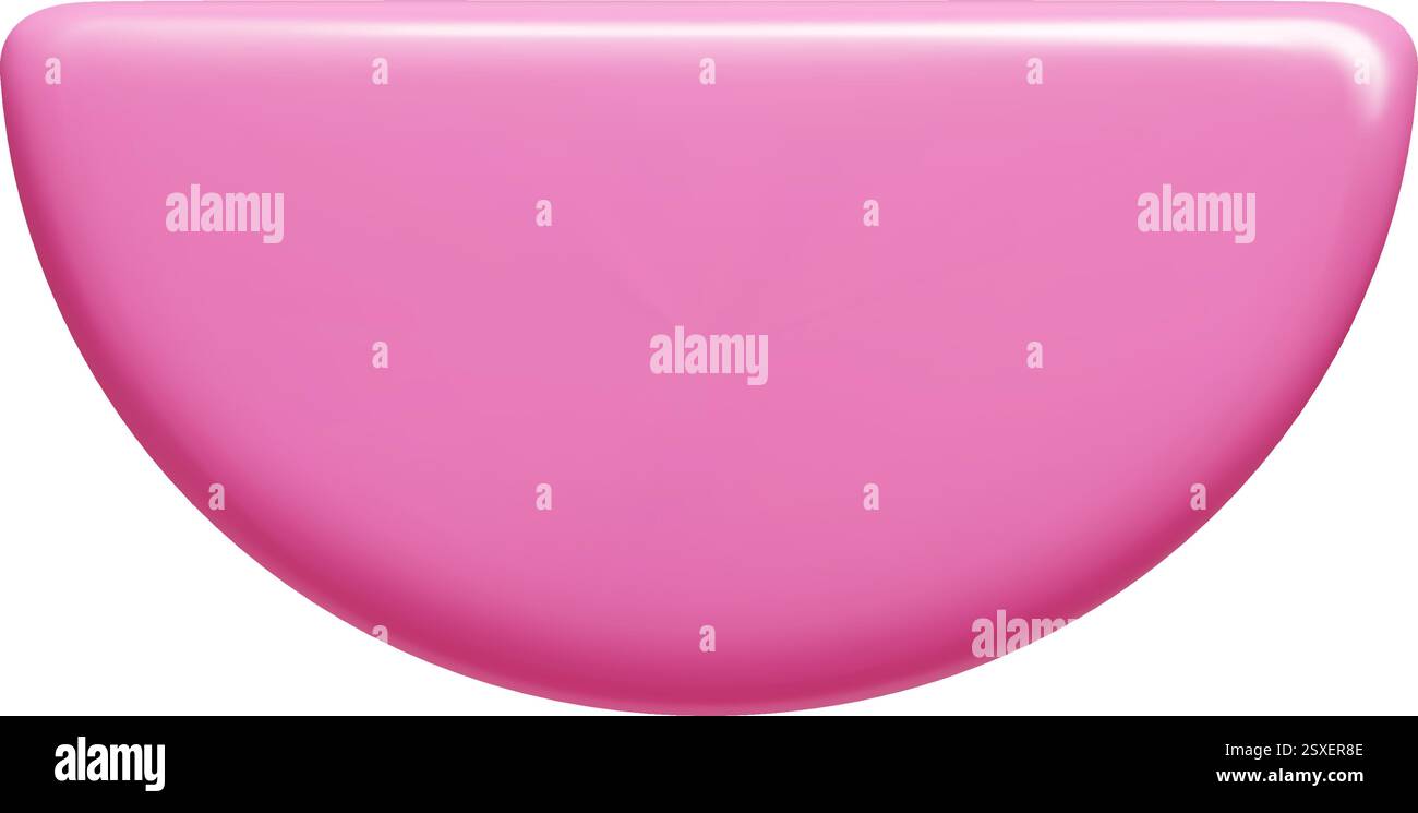 Bannière 3D semi-circulaire rose dans le style vectoriel avec des bords incurvés et une surface polie. Illustration de Vecteur