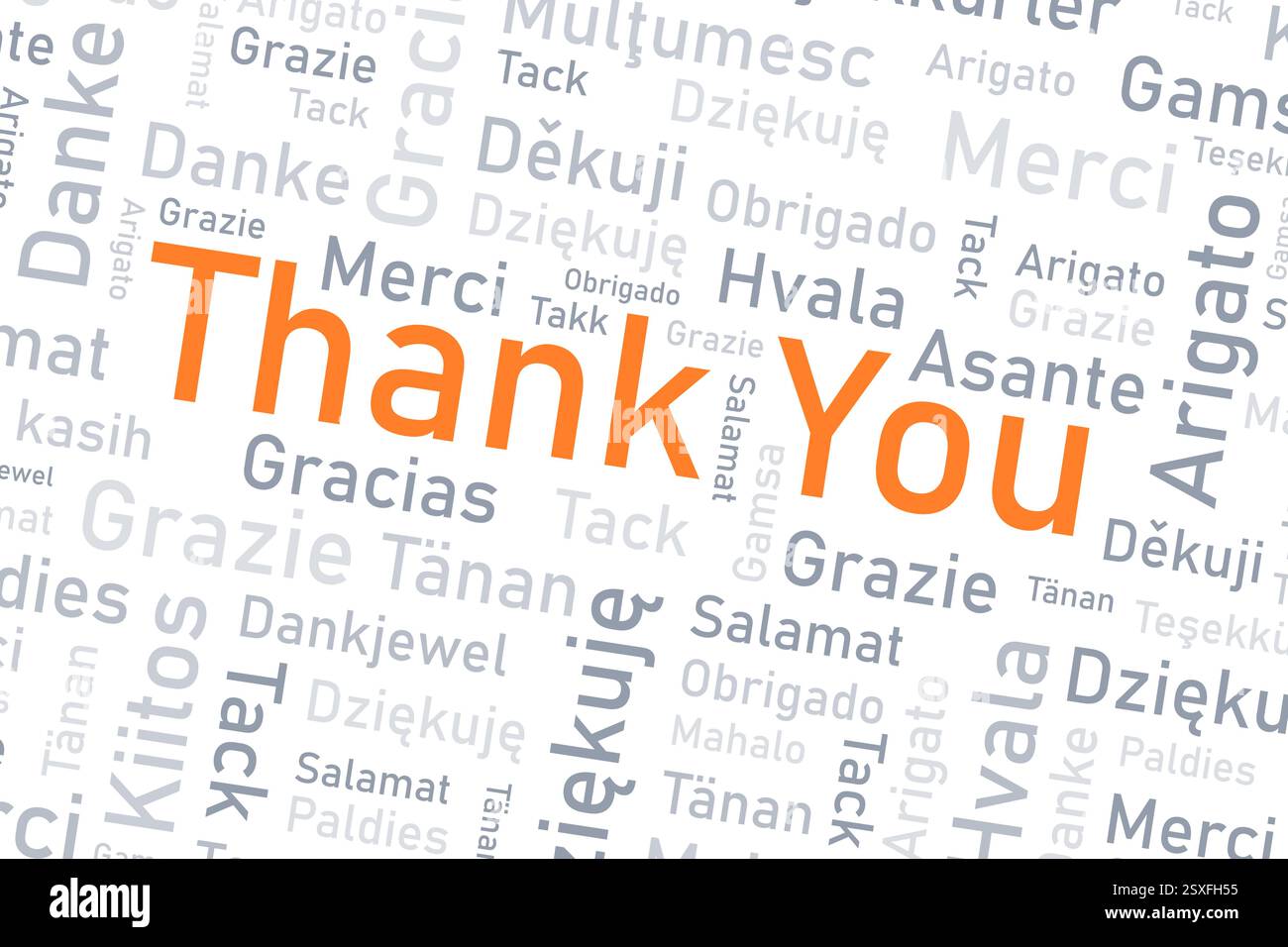 Mots de merci dans de nombreuses langues. Collage de mots de remerciement de langue internationale différente. Illustration de Vecteur