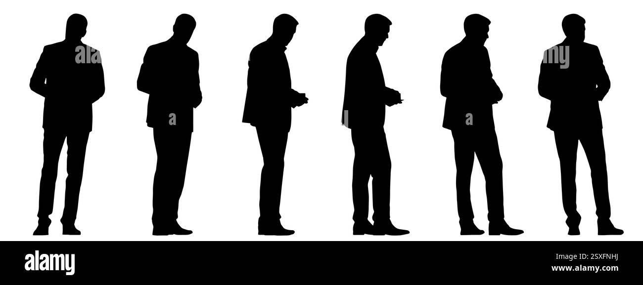 Concept de vecteur silhouette noire conceptuelle d'un homme d'affaires ayant une tasse de café en main de différentes perspectives isolées sur fond blanc. Illustration de Vecteur Concept de vecteur silhouette noire conceptuelle d'un homme d'affaires ayant une tasse de café en main de différentes perspectives isolées sur fond blanc. Illustration de Vecteur