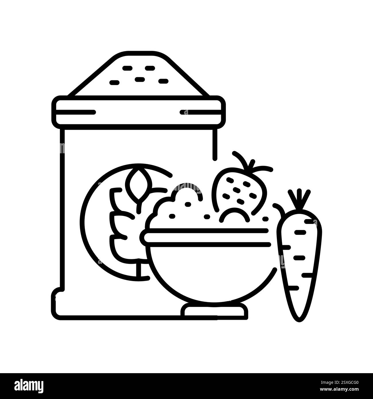 Icône de ligne noire glucides. Elément isolé par vecteur. Accident vasculaire cérébral modifiable en nutritionnologie . Contour modifiable. Illustration de Vecteur