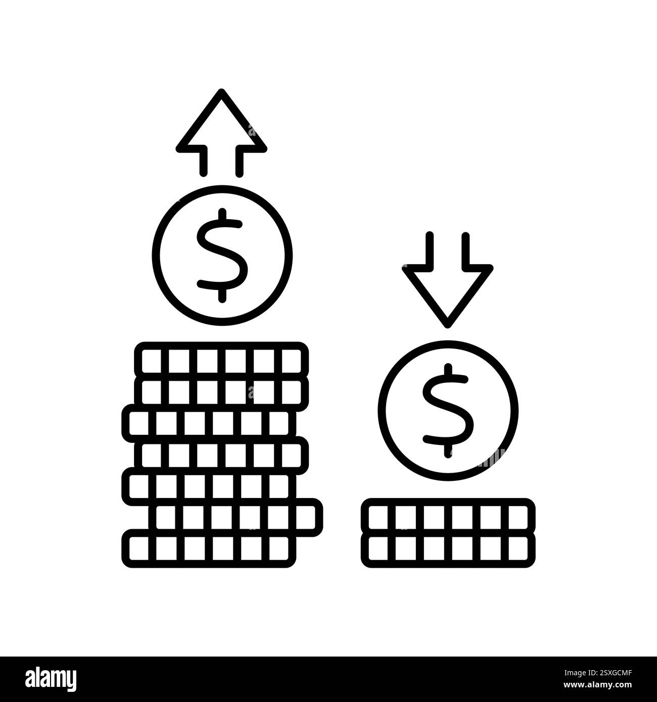 Icône de ligne noire de polarisation du revenu. Vecteur élément isolé égalité, droits de l'homme et société équitable . Contour modifiable. Illustration de Vecteur