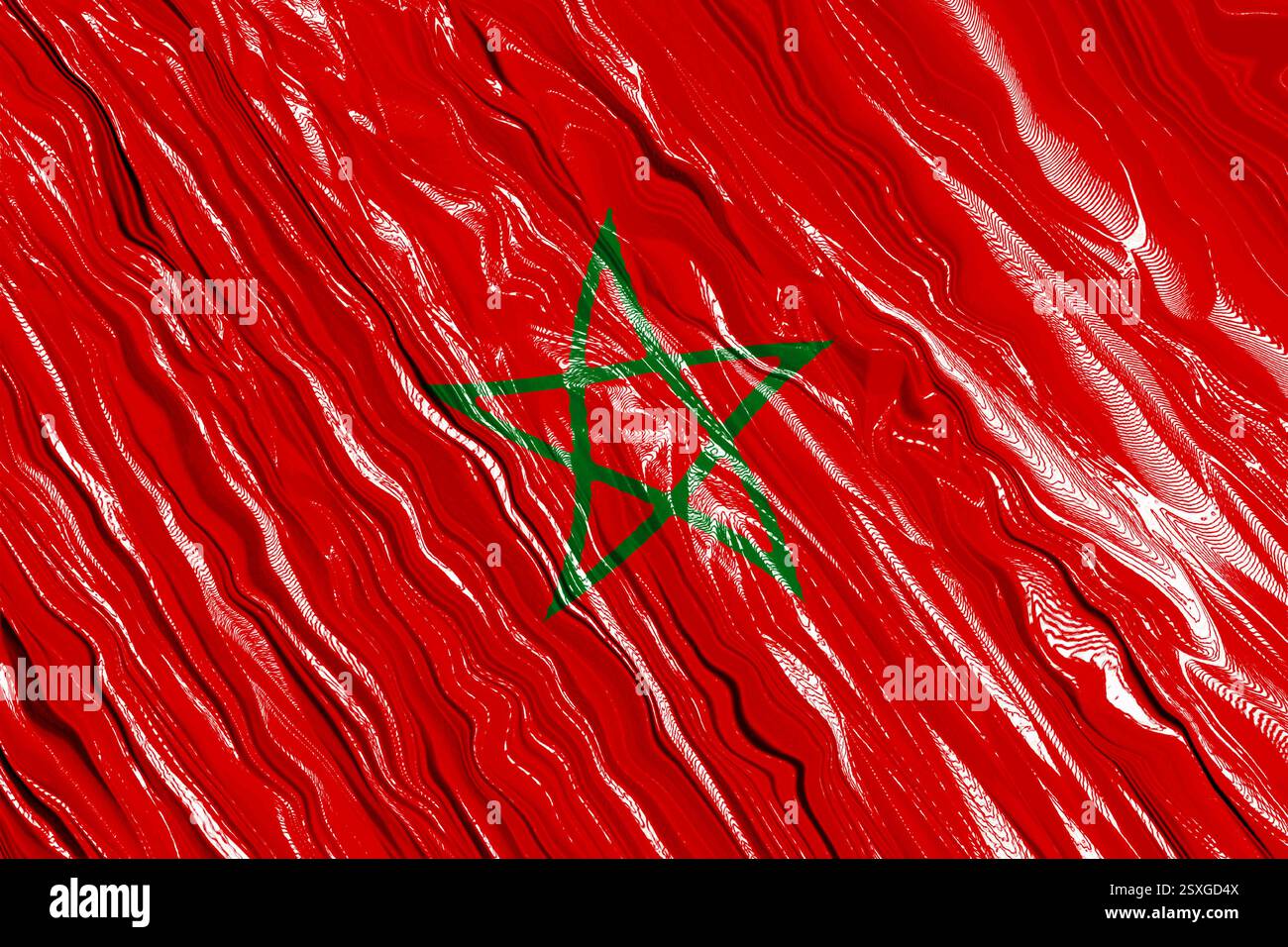 La texture du tissu de soie avec le drapeau marocain. Illustration de Vecteur