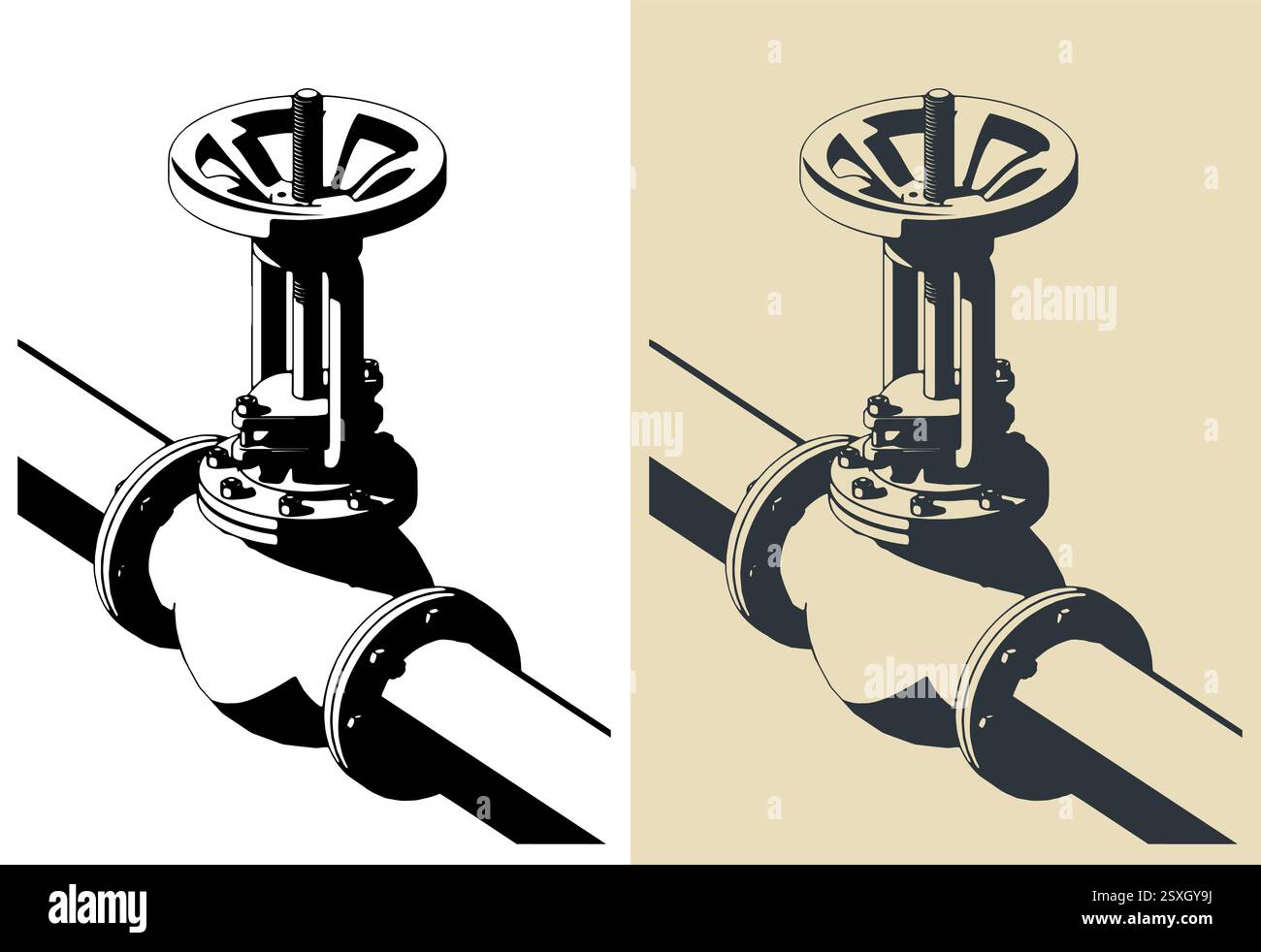 Illustrations isométriques vectorielles stylisées de la vanne d'arrêt Illustration de Vecteur