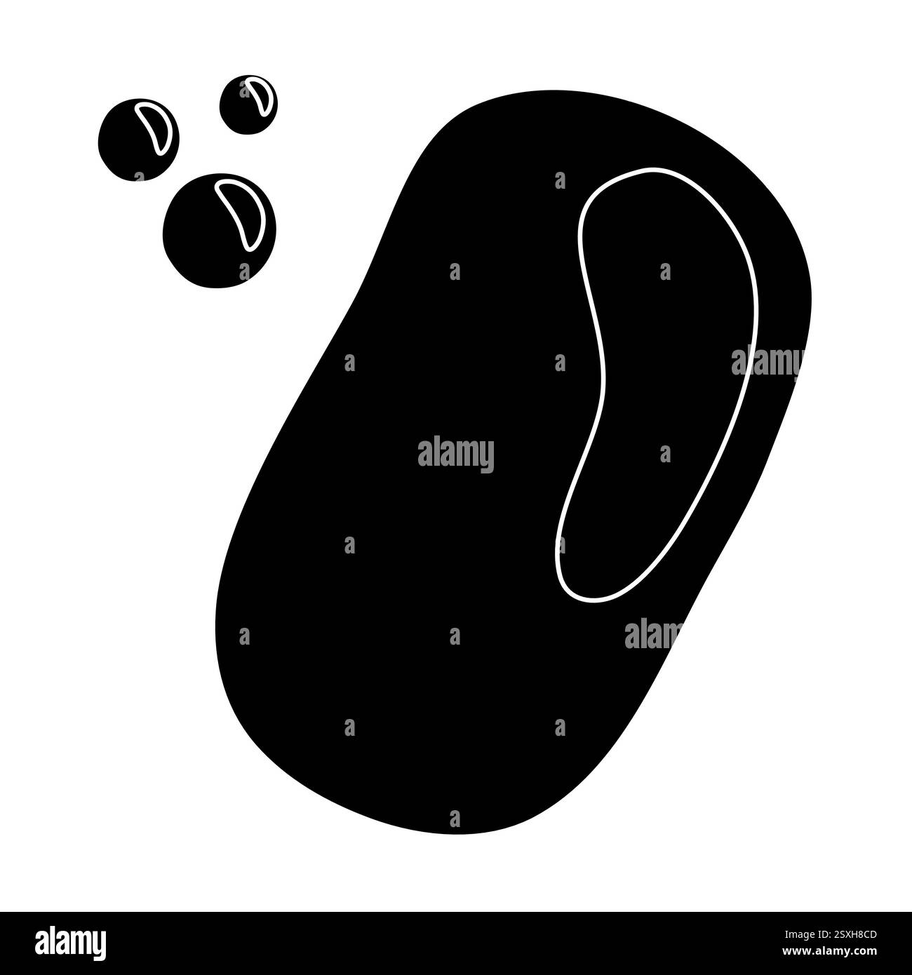 Silhouette noire de barre de savon de nettoyage de main solide avec des bulles, illustration vectorielle plate d'icône de glyphe Illustration de Vecteur