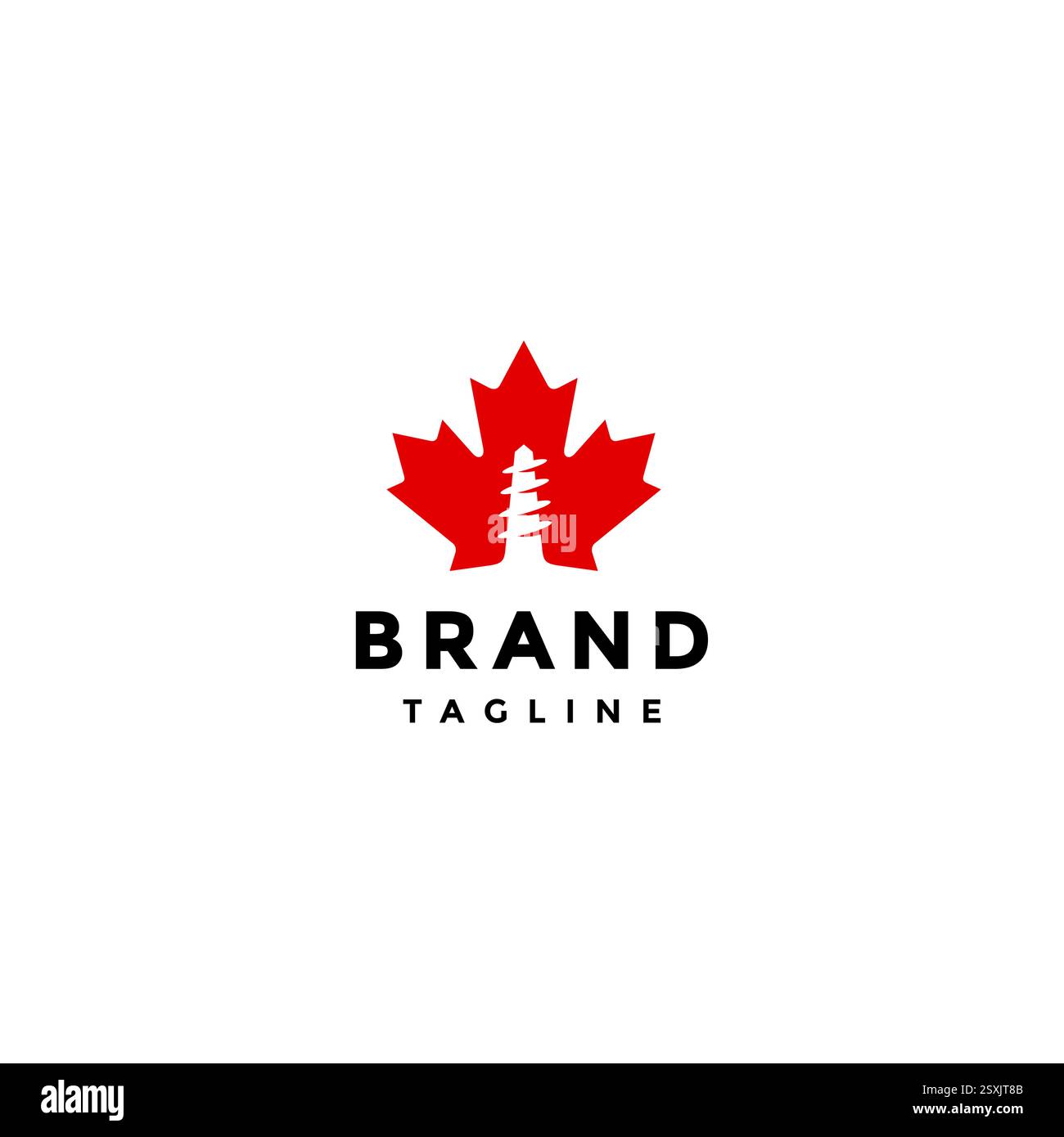 Design créatif du logo d'implant dentaire Maple. Silhouette Red Maple Leaf avec une vis à l'intérieur du logo Design. Illustration de Vecteur