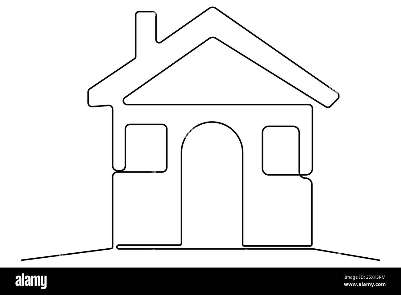 Contour continu d'une ligne de concept de maison isolé sur fond blanc illustration Illustration de Vecteur