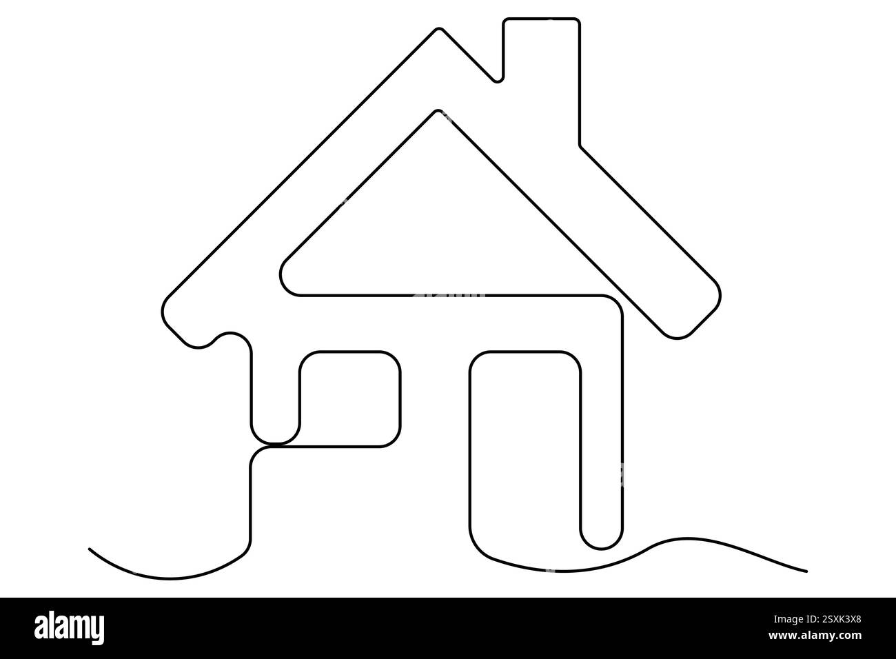 Contour continu d'une ligne de concept de maison isolé sur fond blanc illustration Illustration de Vecteur