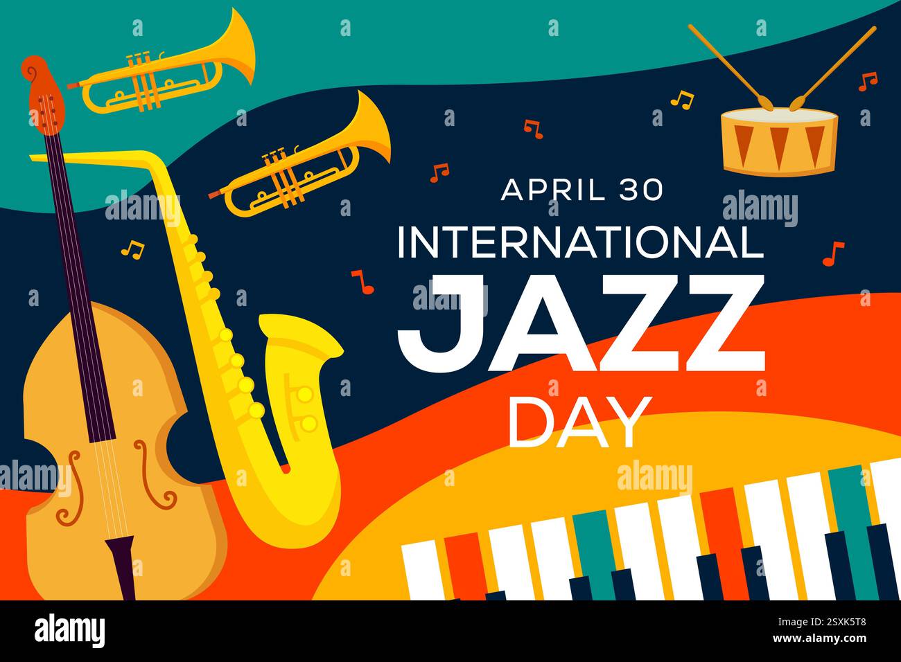 illustration de fond de journée internationale de jazz dans un design plat Illustration de Vecteur