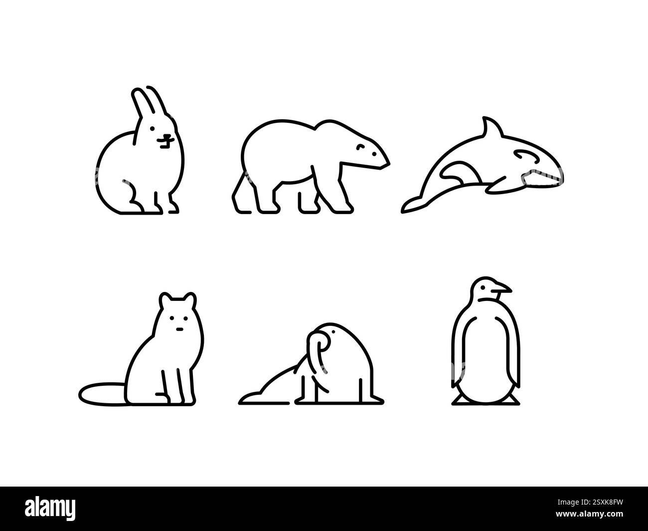 Jeu d'icônes d'animaux arctiques Illustration de Vecteur Jeu d'icônes d'animaux arctiques Illustration de Vecteur