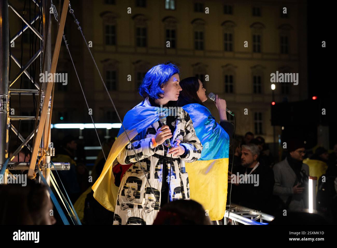 Manifestation ukrainienne pour le 3ème anniversaire de la guerre de Russie contre l'Ukraine Banque D'Images