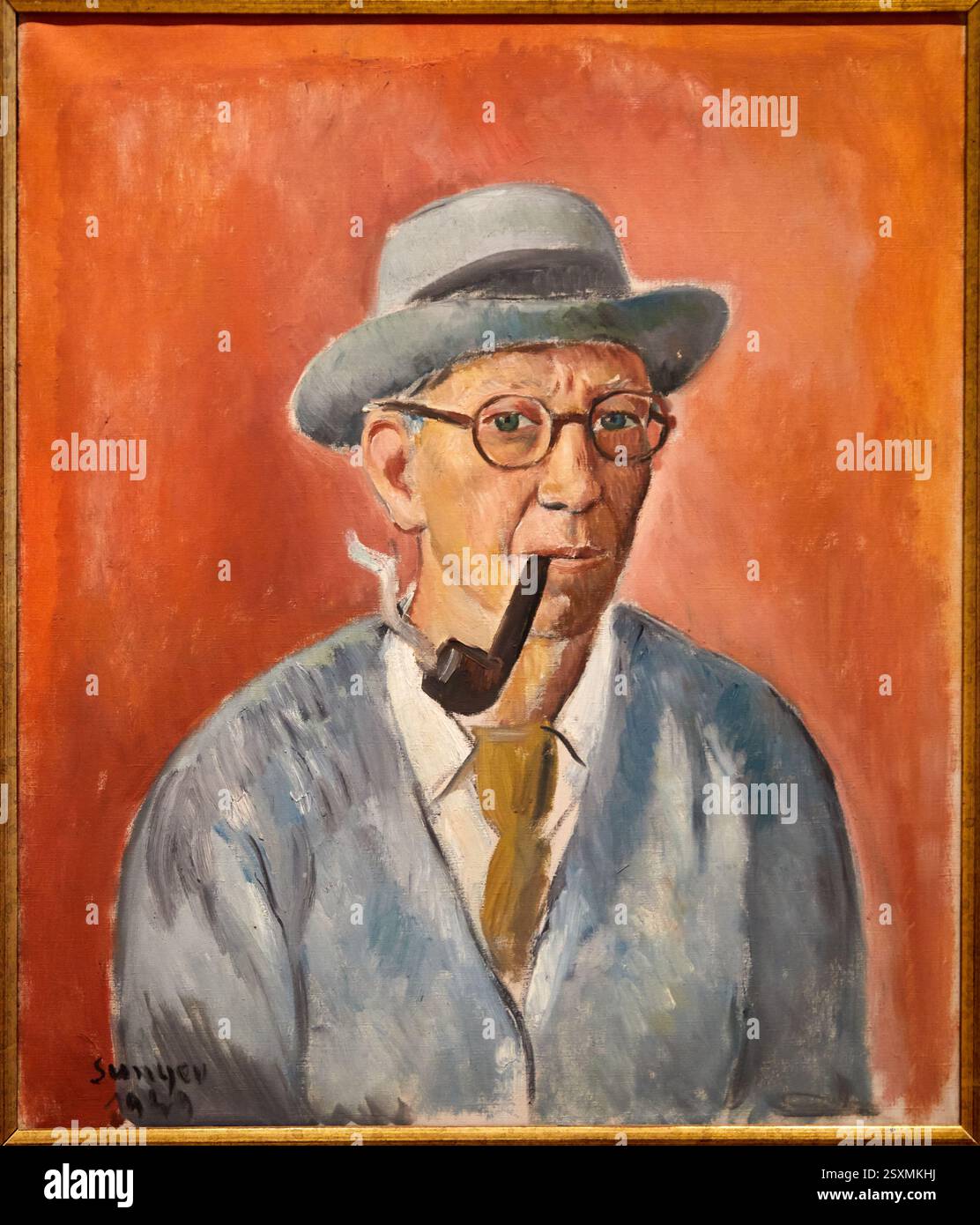 Autoportrait avec un Pipe, 1949, Joaquim Sunyer (1874-1956), Museo de Bellas Artes, Bilbao, Bizkaia, pays Basque, Espagne Banque D'Images