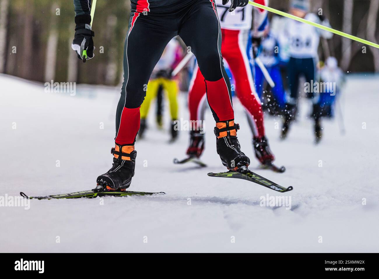 jambes athlète masculin ski de fond Banque D'Images