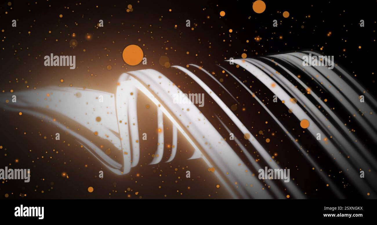Image de taches lumineuses sur des lignes blanches sur fond noir Banque D'Images